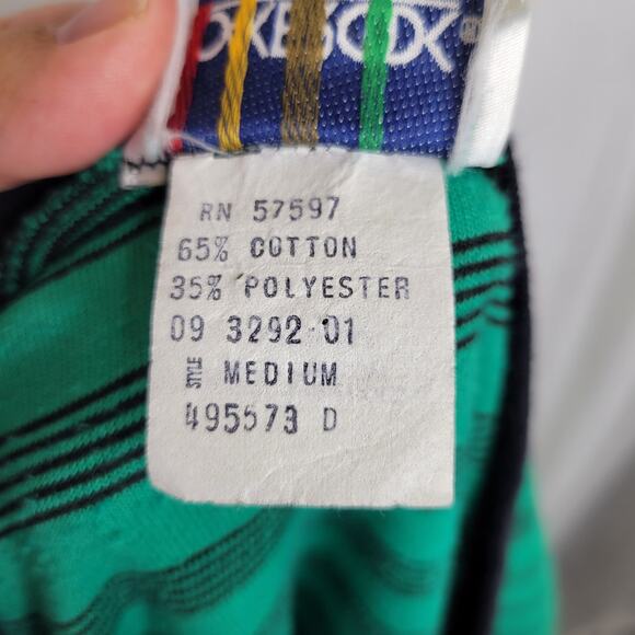 Oakbrook Sport Vintage Green and Navy Velour Top, M - Picture 7 of 9